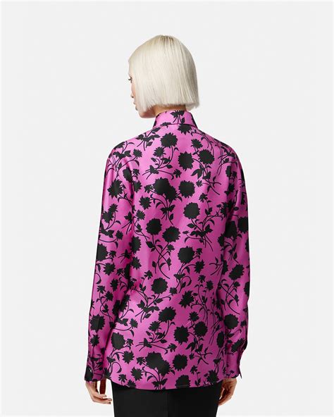 camicia seta versace rosa